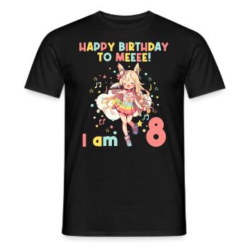 Anime Mandga K-Pop KPop Girl 8th Birthday - Men's T-Shirt - black - Front - AI Model Male 178 light (178cm)