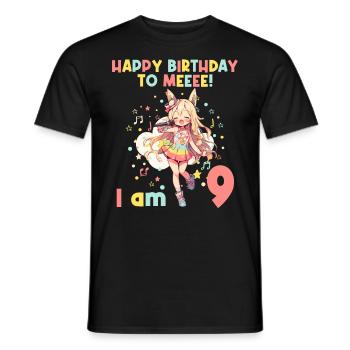 Anime Mandga K-Pop KPop Girl 9th Birthday - Men's T-Shirt - black - Front - AI Model Male 178 light (178cm)