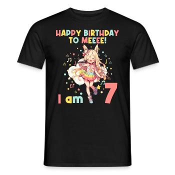 Anime Mandga K-Pop KPop Girl 7ème anniversaire - T-shirt homme - noir - Devant - AI Model Male 178 light (178cm)