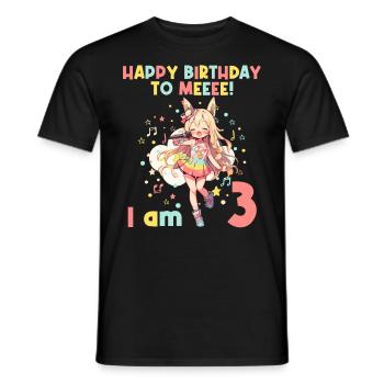 Anime Mandga K-Pop KPop Girl 3rd Birthday - Men's T-Shirt - black - Front - AI Model Male 178 light (178cm)