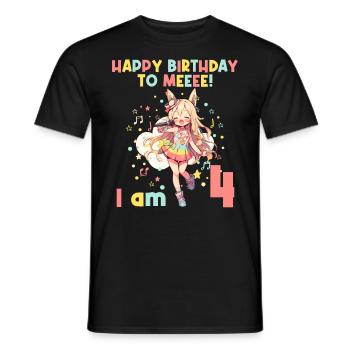 Anime Mandga K-Pop KPop Girl 4th Birthday - Men's T-Shirt - black - Front - AI Model Male 178 light (178cm)