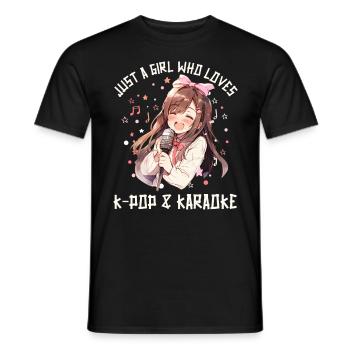 Juste une fille qui aime l’anime, la K-Pop et le karaoké - T-shirt homme - noir - Devant - AI Model Male 178 light (178cm)