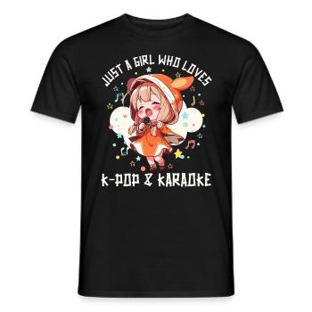 Juste une fille qui aime l’anime, la K-Pop et le karaoké - T-shirt homme - noir - Devant - AI Model Male 178 light (178cm)