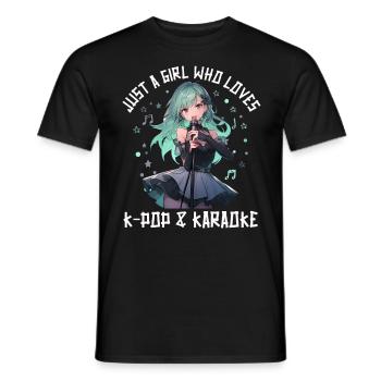 Juste une fille qui aime l’anime K-Pop et le karaoké - T-shirt homme - noir - Devant - AI Model Male 178 light (178cm)