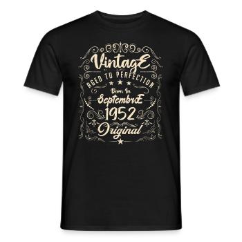 Born in September 1952. Birthday September 1952. - Men's T-Shirt - black - Front - AI Model Male 178 light (178cm)