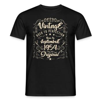 Born in September 1954. birthday September 1954. - Men's T-Shirt - black - Front - AI Model Male 178 light (178cm)