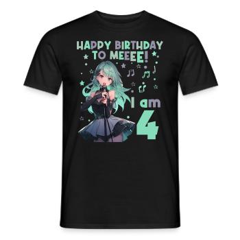 Anime Mandga K-Pop KPop Girl 4th Birthday - Men's T-Shirt - black - Front - AI Model Male 178 light (178cm)