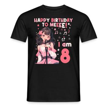 Anime Mandga K-Pop KPop Girl 8th Birthday - Men's T-Shirt - black - Front - AI Model Male 178 light (178cm)