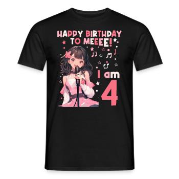 Anime Mandga K-Pop KPop Girl 4th Birthday - Men's T-Shirt - black - Front - AI Model Male 178 light (178cm)