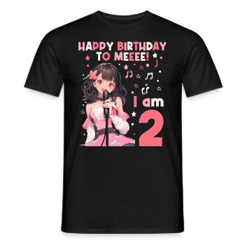 Anime Mandga K-Pop KPop Girl 2nd Birthday - Men's T-Shirt - black - Front - AI Model Male 178 light (178cm)