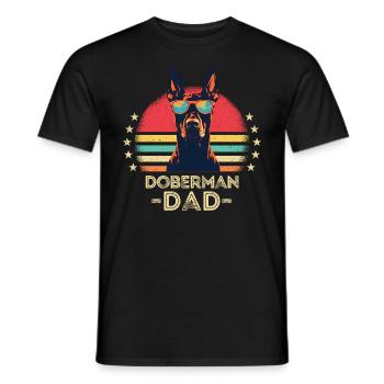 Dobermann mit sonnenbrille retro - Männer T-Shirt - Schwarz - Vorne - AI Model Male 178 light (178cm)