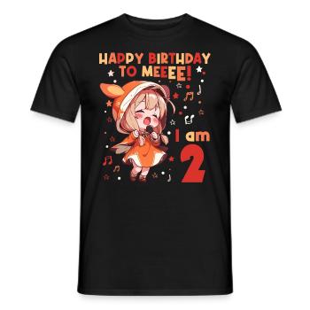Anime Mandga K-Pop KPop Girl 2nd Birthday - Men's T-Shirt - black - Front - AI Model Male 178 light (178cm)