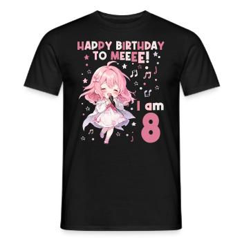 Anime Mandga K-Pop KPop Girl 8th Birthday - Men's T-Shirt - black - Front - AI Model Male 178 light (178cm)