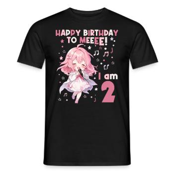 Anime Mandga K-Pop KPop Girl 2nd Birthday - Men's T-Shirt - black - Front - AI Model Male 178 light (178cm)