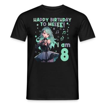 Anime Mandga K-Pop KPop Girl 8th Birthday - Men's T-Shirt - black - Front - AI Model Male 178 light (178cm)