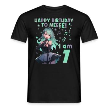 Anime Mandga K-Pop KPop Girl 7th Birthday - Men's T-Shirt - black - Front - AI Model Male 178 light (178cm)