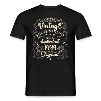 Born in September 1999. Anniversary September 1999. - Men's T-Shirt - black - Front - AI Model Male 178 light (178cm)