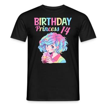 Anime Mandga Boba Bubble Tea 14th Birthday - Men's T-Shirt - black - Front - AI Model Male 178 light (178cm)