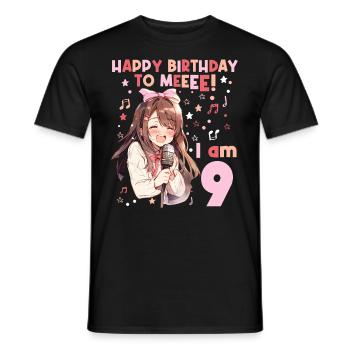 Anime Mandga K-Pop KPop Girl 9th Birthday - Men's T-Shirt - black - Front - AI Model Male 178 light (178cm)