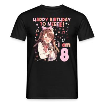 Anime Mandga K-Pop KPop Girl 8th Birthday - Men's T-Shirt - black - Front - AI Model Male 178 light (178cm)