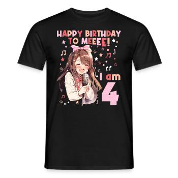 Anime Mandga K-Pop KPop Girl 4th Birthday - Men's T-Shirt - black - Front - AI Model Male 178 light (178cm)