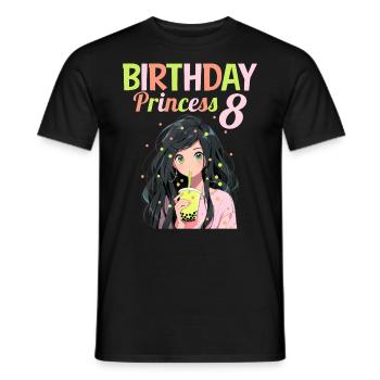 Anime Mandga Boba Bubble Tea 8th Birthday - Men's T-Shirt - black - Front - AI Model Male 178 light (178cm)
