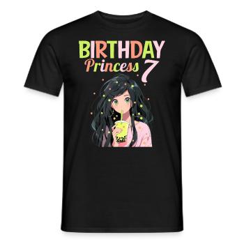 Anime Mandga Boba Bubble Tea 7th Birthday - Men's T-Shirt - black - Front - AI Model Male 178 light (178cm)