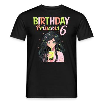 Anime Mandga Boba Bubble Tea 6th Birthday - Men's T-Shirt - black - Front - AI Model Male 178 light (178cm)