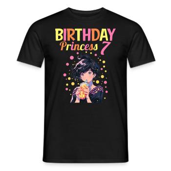 Anime Mandga Boba Bubble Tea 7th Birthday - Men's T-Shirt - black - Front - AI Model Male 178 light (178cm)
