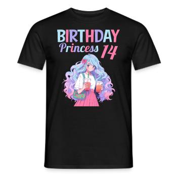 Anime Mandga Boba Bubble Tea 14th Birthday - Men's T-Shirt - black - Front - AI Model Male 178 light (178cm)
