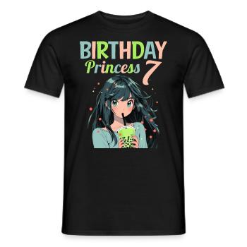 Anime Mandga Boba Bubble Tea 7th Birthday - Men's T-Shirt - black - Front - AI Model Male 178 light (178cm)