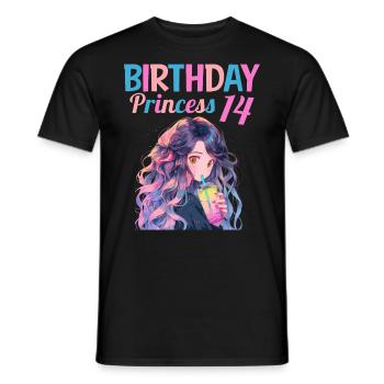 Anime Mandga Boba Bubble Tea 14th Birthday - Men's T-Shirt - black - Front - AI Model Male 178 light (178cm)