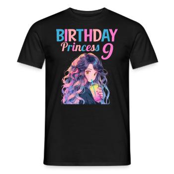 Anime Mandga Boba Bubble Tea 9th Birthday - Men's T-Shirt - black - Front - AI Model Male 178 light (178cm)