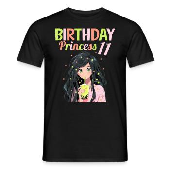 Anime Mandga Boba Bubble Tea 11th Birthday - Men's T-Shirt - black - Front - AI Model Male 178 light (178cm)