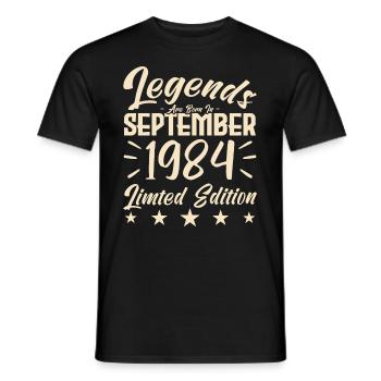 Born in September 1984. Gift from September. - Men's T-Shirt - black - Front - AI Model Male 178 light (178cm)