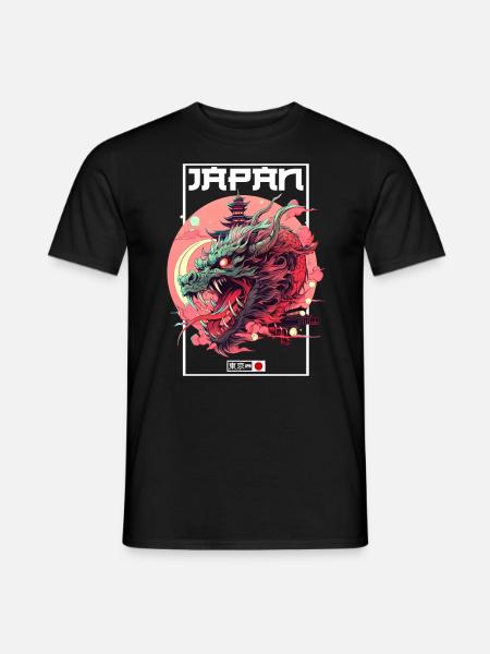 Tokyo Asia 80s Japanese Retro Dragon Dragon - Men's T-Shirt - black