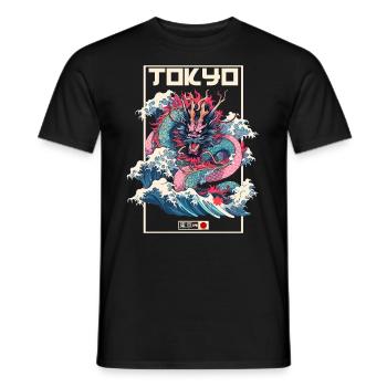 Tokyo Asie 80s Dragon Dragon Rétro Japonais - T-shirt homme - noir - Devant - AI Model Male 178 light (178cm)
