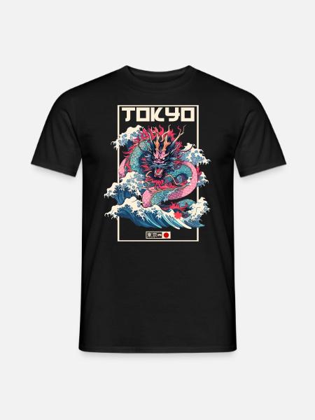 Tokyo Asia 80s Japanese Retro Dragon Dragon - Men's T-Shirt - black