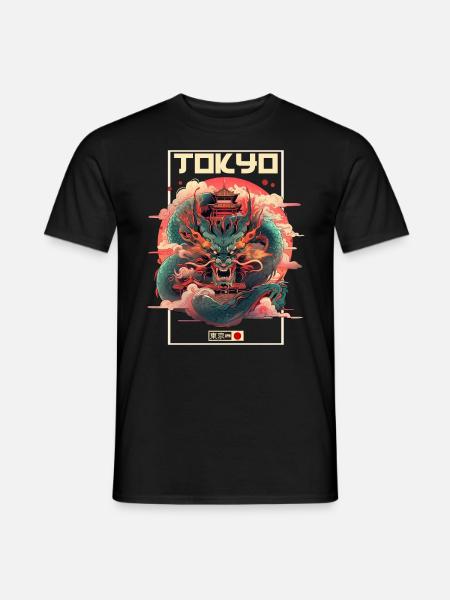 Tokyo Asia 80s Japanese Retro Dragon Dragon - Men's T-Shirt - black