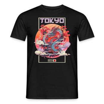 Tokyo Asie 80s Dragon Dragon Rétro Japonais - T-shirt homme - noir - Devant - AI Model Male 178 light (178cm)
