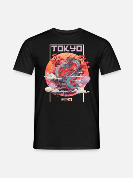 Tokyo Asia 80s Japanese Retro Dragon Dragon - Men's T-Shirt - black
