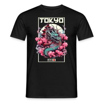 Tokyo Asie 80s Dragon Dragon Rétro Japonais - T-shirt homme - noir - Devant - AI Model Male 178 light (178cm)