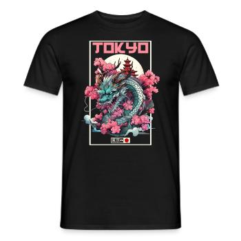 Tokyo Asia 80s Japanese Retro Dragon Dragon - Men's T-Shirt - black - Front - AI Model Male 178 light (178cm)