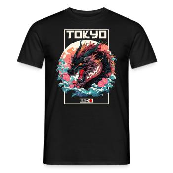 Tokyo Asia 80s Japanese Retro Dragon Dragon - Men's T-Shirt - black - Front - AI Model Male 178 light (178cm)