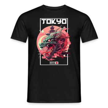 Tokyo Asie 80s Dragon Dragon Rétro Japonais - T-shirt homme - noir - Devant - AI Model Male 178 light (178cm)