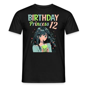 Anime Mandga Boba Bubble Tea 12ème anniversaire - T-shirt homme - noir - Devant - AI Model Male 178 light (178cm)