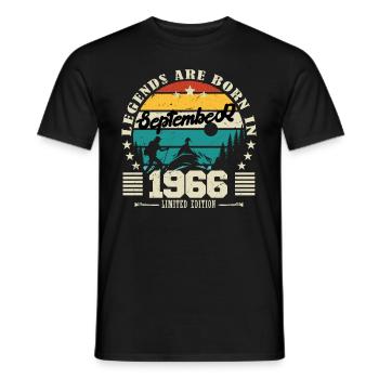 September 1966. Birthday gift September 1966 - Men's T-Shirt - black - Front - AI Model Male 178 light (178cm)