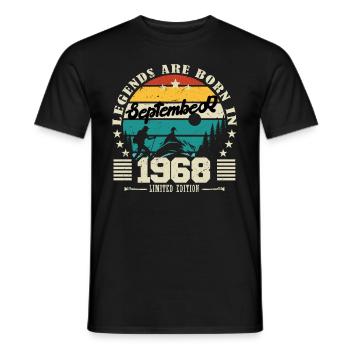 September 1968. Birthday gift September 1968 - Men's T-Shirt - black - Front - AI Model Male 178 light (178cm)