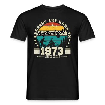September 1973. Birthday gift September 1973 - Men's T-Shirt - black - Front - AI Model Male 178 light (178cm)