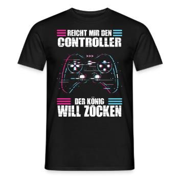 Reichet mir den Controller König will zocken - Männer T-Shirt - Schwarz - Vorne - AI Model Male 178 light (178cm)